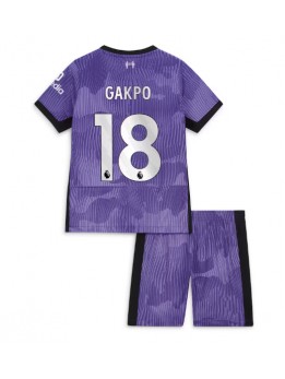 Billige Liverpool Cody Gakpo #18 Tredjedraktsett Barn 2023-24 Kortermet (+ Korte bukser)